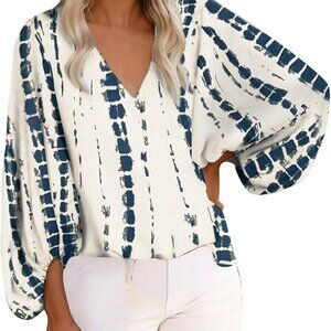 NWOT- Printed Summer Tops with Sleeves Blouse for Women